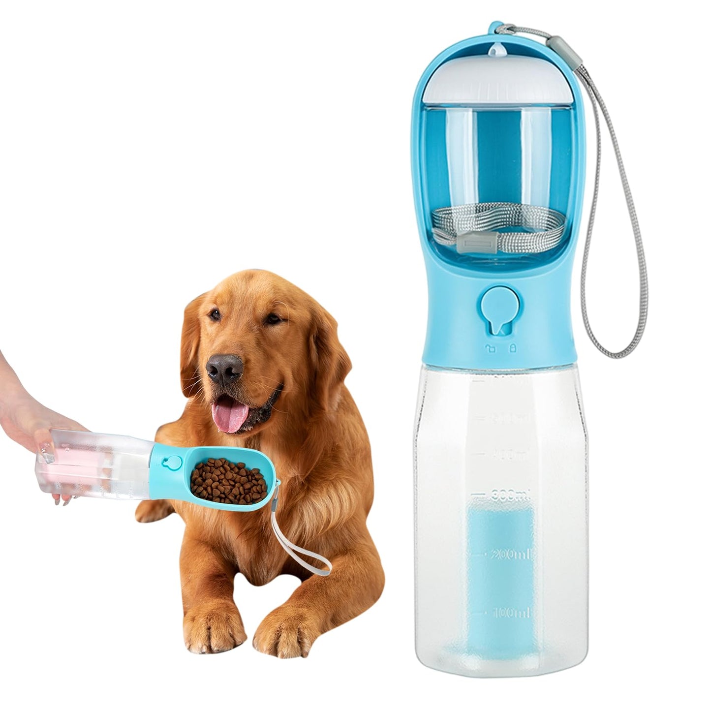 Dog Water Bottle with Food Container