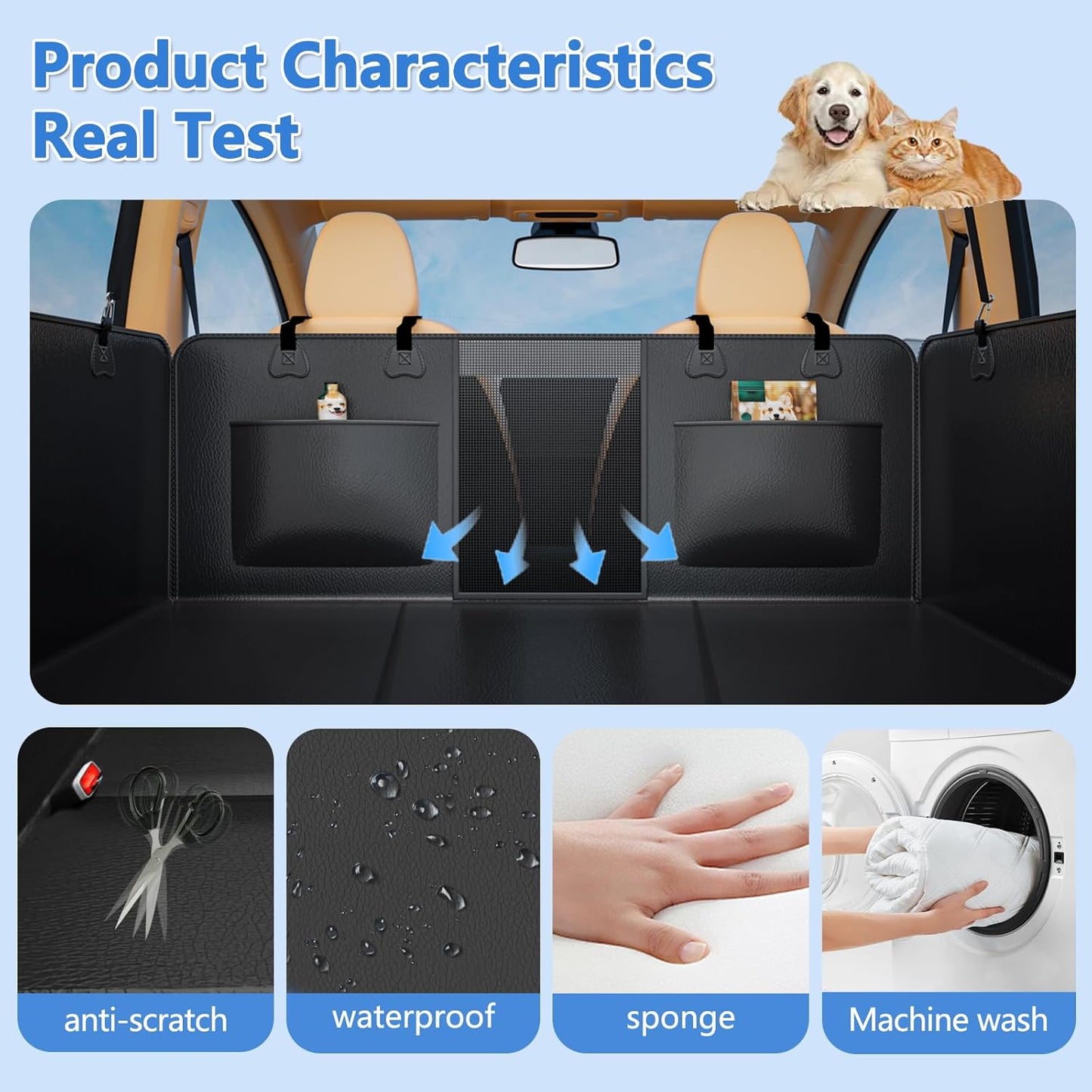 Hard Bottom Dog Car Seat Cover for Back Seat