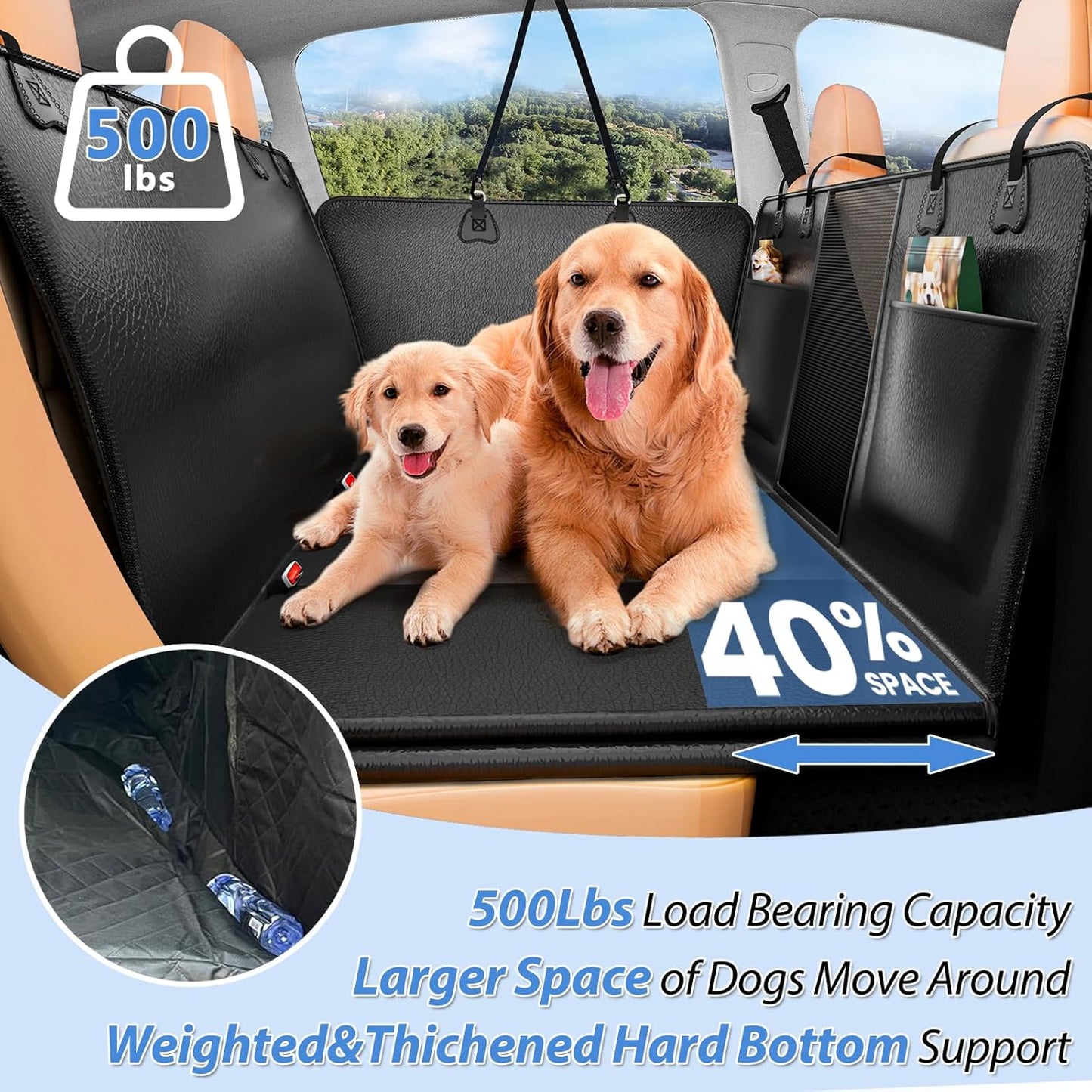 Hard Bottom Dog Car Seat Cover for Back Seat